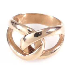Wide 14k Gold Love Knot Ring. Wide handmade Large Band Chunky Statement Ring. Friendship Solid Gold Ring. Anniversary gifts for her