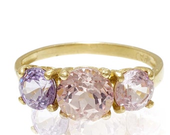 14k guldrosa morganitring med diffusionssafirer