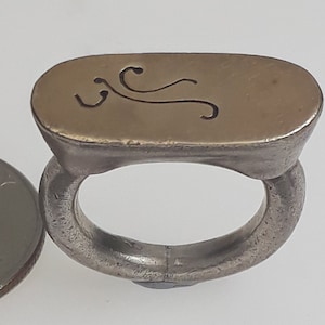 Sterling Silver Signet Ring, Silver Unisex Signet Ring, Rose Gold and Silver Rings, Signet Rings for Women, Signet Ring