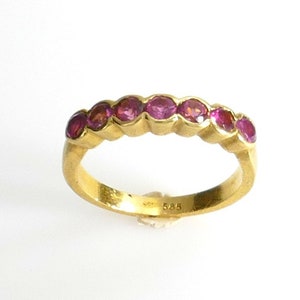 14k Solid Gold Pink Tourmaline Dainty Ring , Handmade Pink Gemstone Ring,  Promise Ring for Her, Anniversary Ring from Husband for Wife