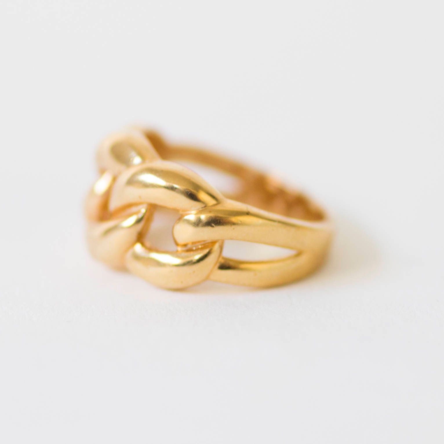 14k Solid Gold Curb Link Ring Gold Chain Ring Classic Gold Etsy