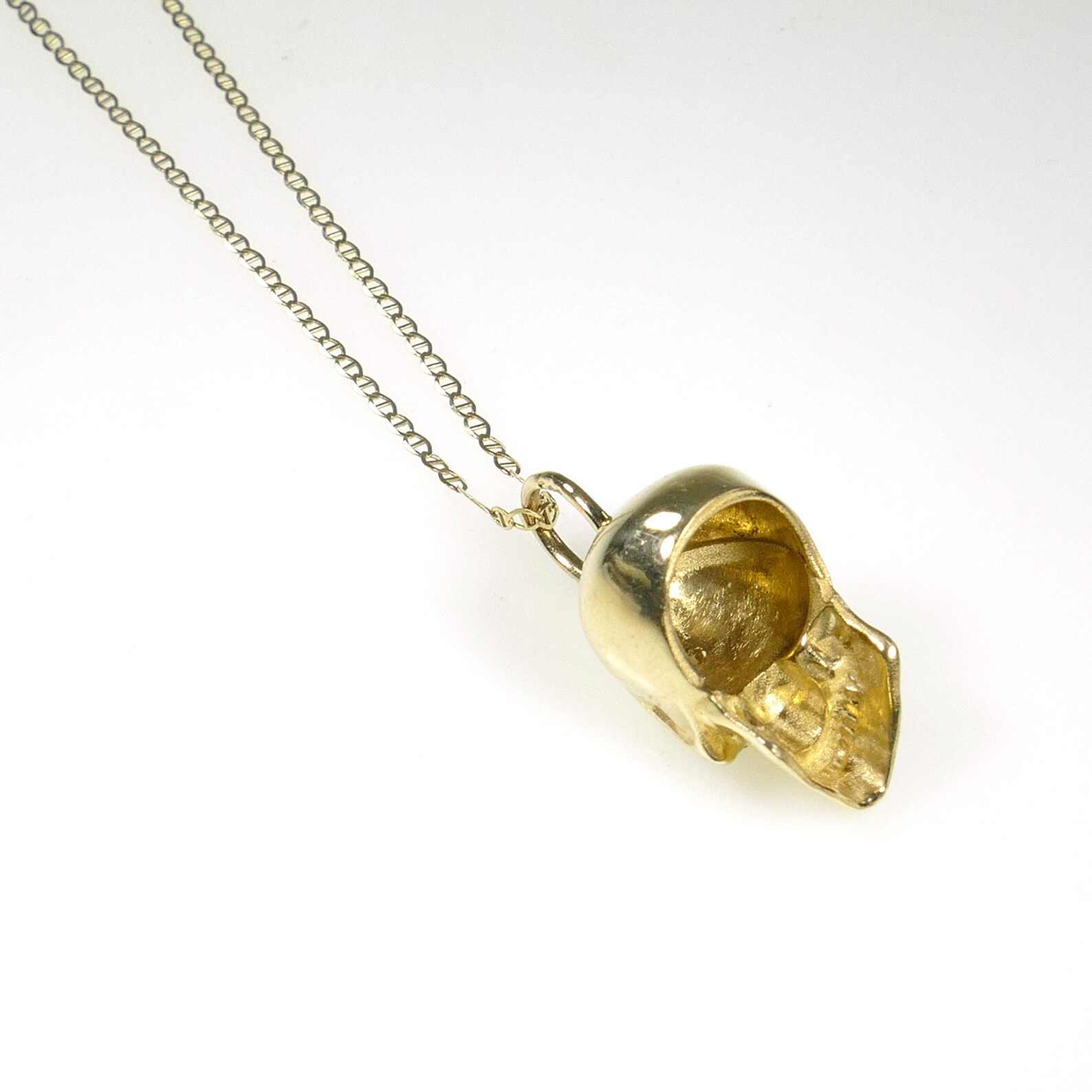 18mm 14k gold skull charm pendant statement necklace w Etsy