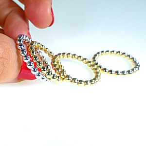 14k Gold 2.8 mm Beaded Wedding Ring, Rose Gold Handmade Ring, Gold Dotted Ring, Full Bead Ring, 14k Gold Stacking Christmas Ring for Her