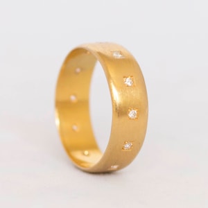 Diamond + 14k Gold Wedding Band. Eternity Handmade Gold Ring. Diamond Wedding Ring. Wedding Rings. Minimalist Women&#39;s Wedding Rings yellow