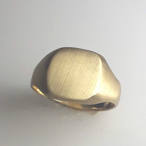 14k Gold Signet Unisex Handmade Ring, Gold Gift for Husband from Wife, Signet Statement Ring, Unique Organic Ring, Boho Personalized Ring
