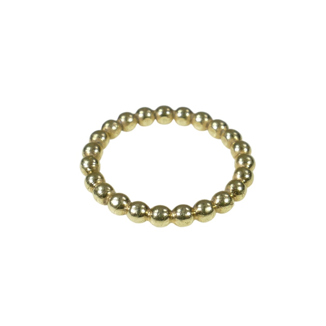2.8mm Thin Yellow 14k Solid Gold Bead Ring W/ Full Beads. Handmade Stackable Beaded Dot Spacer