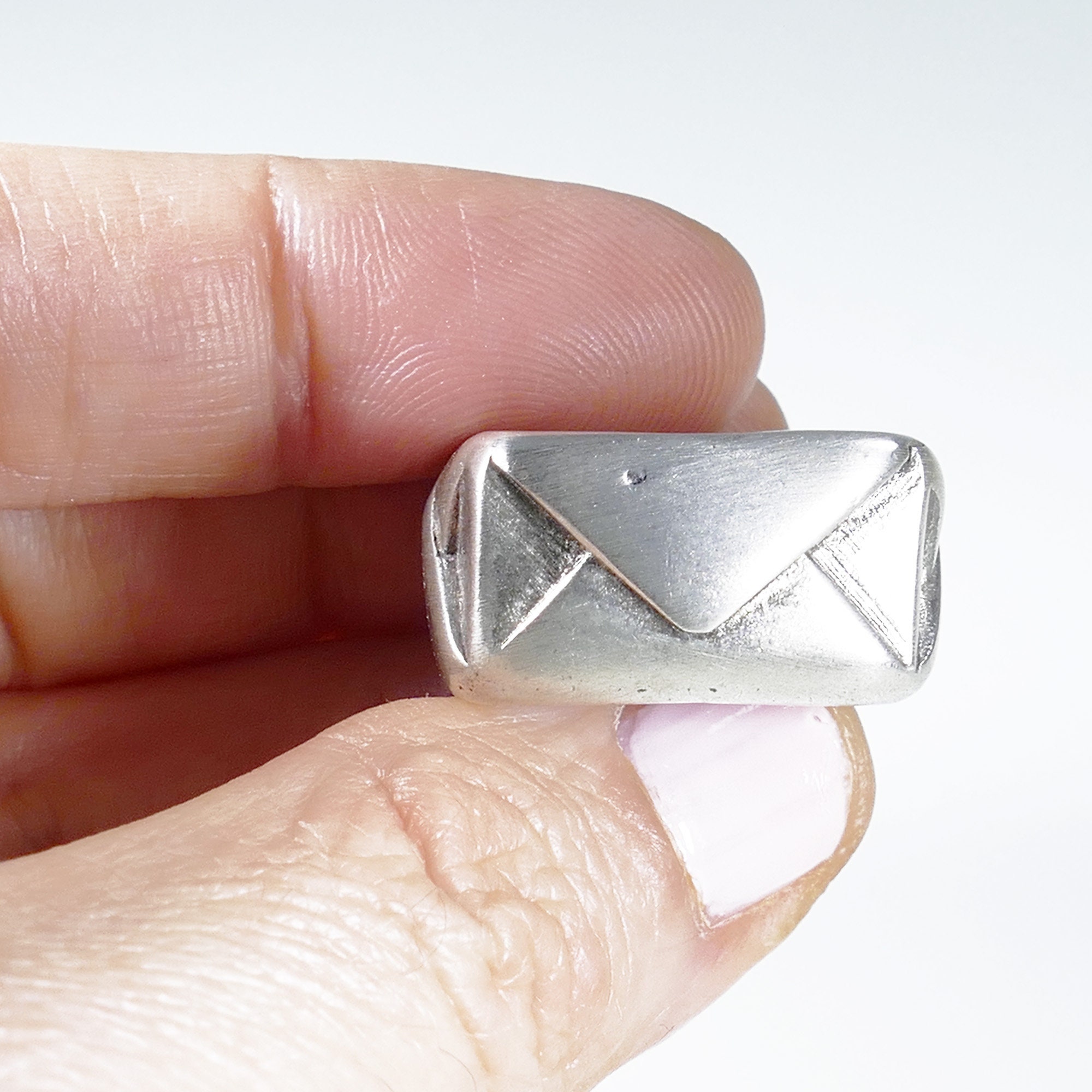 Sterling Silver Origami Envelope Ring: Geometric Paper Fold 