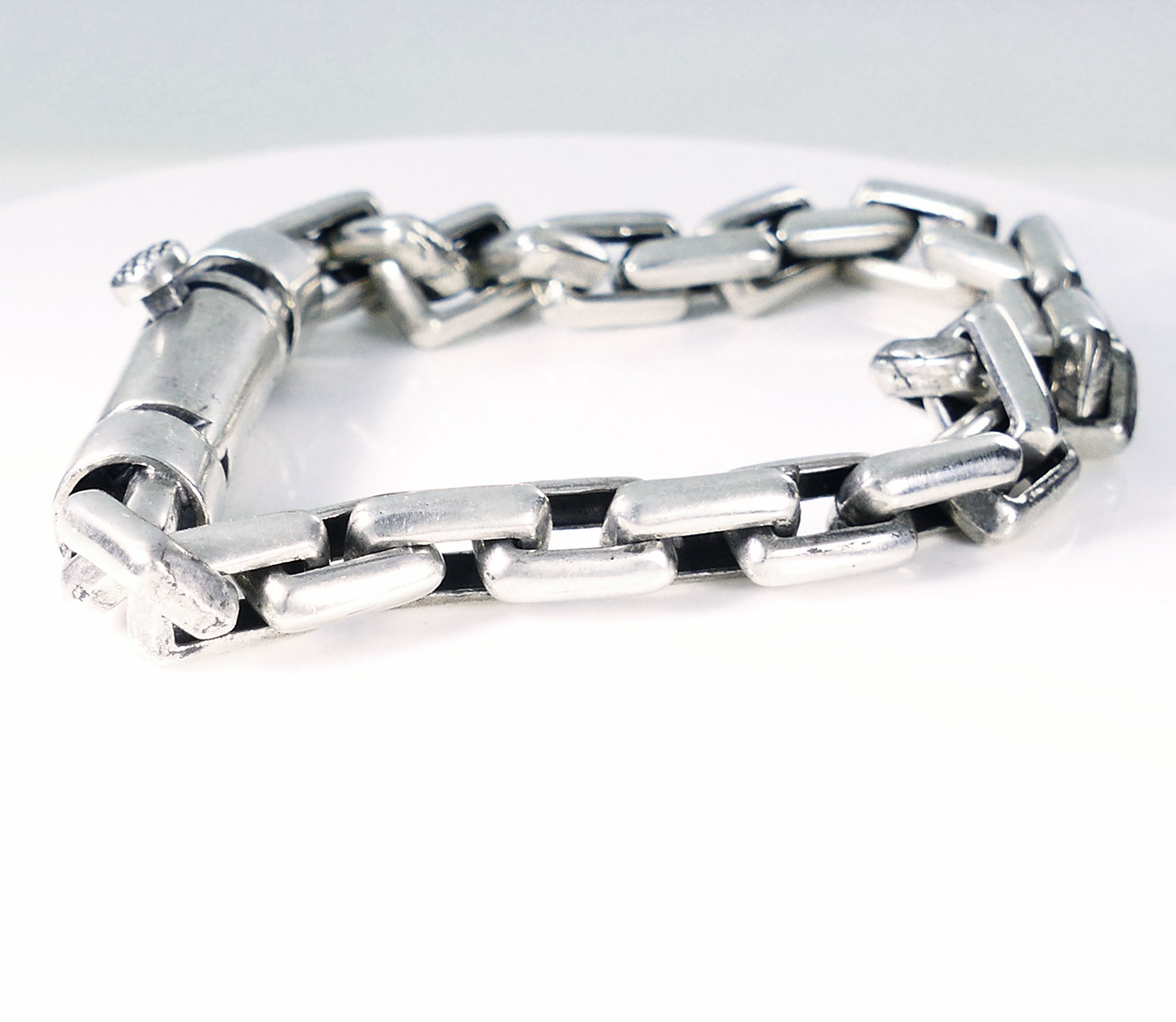 Chunky Handmade Paper Clip Sterling Silver Chain Bracelet. | Etsy