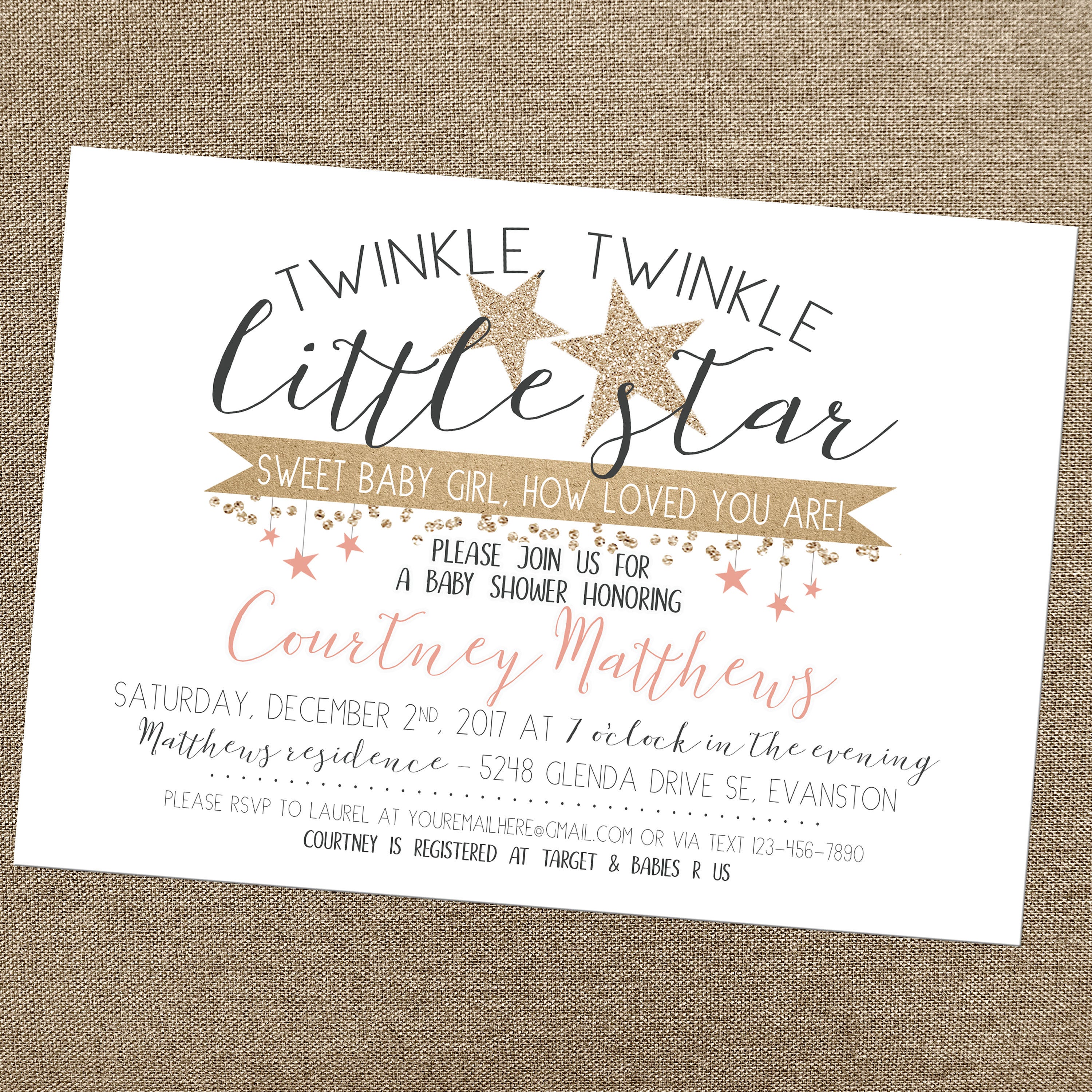 Twinkle Thank You Card INSTANT Invite  P66 Twinkle Twinkle Baby Shower Invitation template Twinkle Diaper Raffle Twinkle Books for Baby