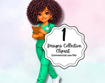 Krankenschwester Charakter Clipart PNG | Cartoon Illustration | Kommerzielle Nutzung | Digitaler Download