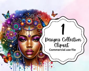 Descarga de sublimación de mujer floral / Arte digital colorido / Arte imprimible / Descarga instantánea / Proyecto de manualidades