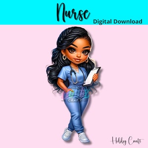 Chibi Nurse Clipart Designs, Adorable Digital Downloads for Crafts & Sublimation, Perfect Nurse Appreciation Gift