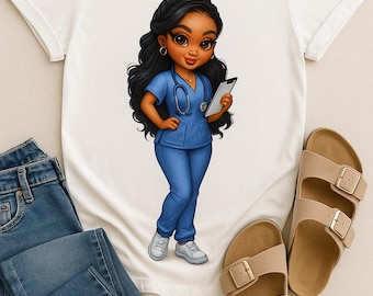 Descarga digital de clipart PNG de enfermera chibi para planificador de sublimación