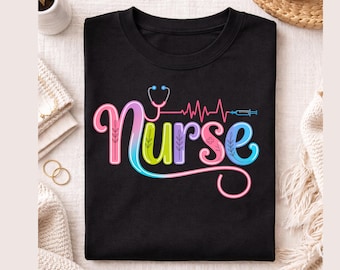 Krankenschwester Clipart Sublimationsdesign, bunte PNG Download, Krankenschwester Feier Clipart, Download Art