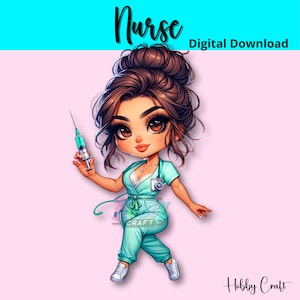 Chibi Nurse Clipart Designs - Adorable Digital Art for Crafts & Sublimation, Cute Healthcare Gifts