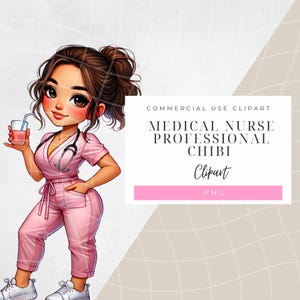 Cheerful Medical Character with Stethoscope and Pink Drink - Cartoon Clipart for Instant Download and Sublimation Design