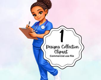 Krankenschwester Charakter Clipart, lebendige medizinische Clipart, Sofort Download, lustige Projekte, Krankenschwester Clipart