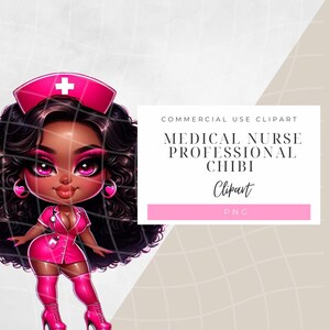 Cartoon Krankenschwester Clipart: Fröhliches Chibi Design (PNG Digital Download)