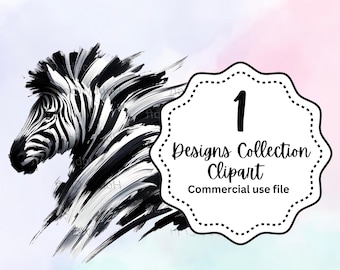 Cabeza de cebra Clipart Blanco y negro PNG Descarga digital Arte animal de guardería