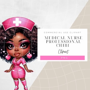 Fröhliche Krankenschwester Clipart mit Herz Motiven - Instant Download Sublimationsdesign für lustige Projekte
