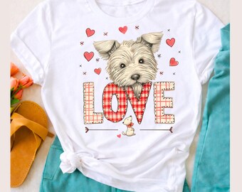 Hund mit Liebe im karierten Stil, Cartoon-Maus, wunderliche Clipart, Instant Download, Sublimationsdesign