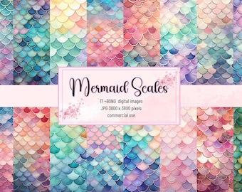 Patrón sin costuras de escamas de pez en tonos pastel para papel digital, papel de regalo e imprimibles.