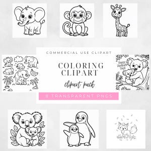Niedliche Ausmalbilder von Tieren mit glücklichem Muttertag - lustige Line Art für Kinder zum Ausmalen und Genießen