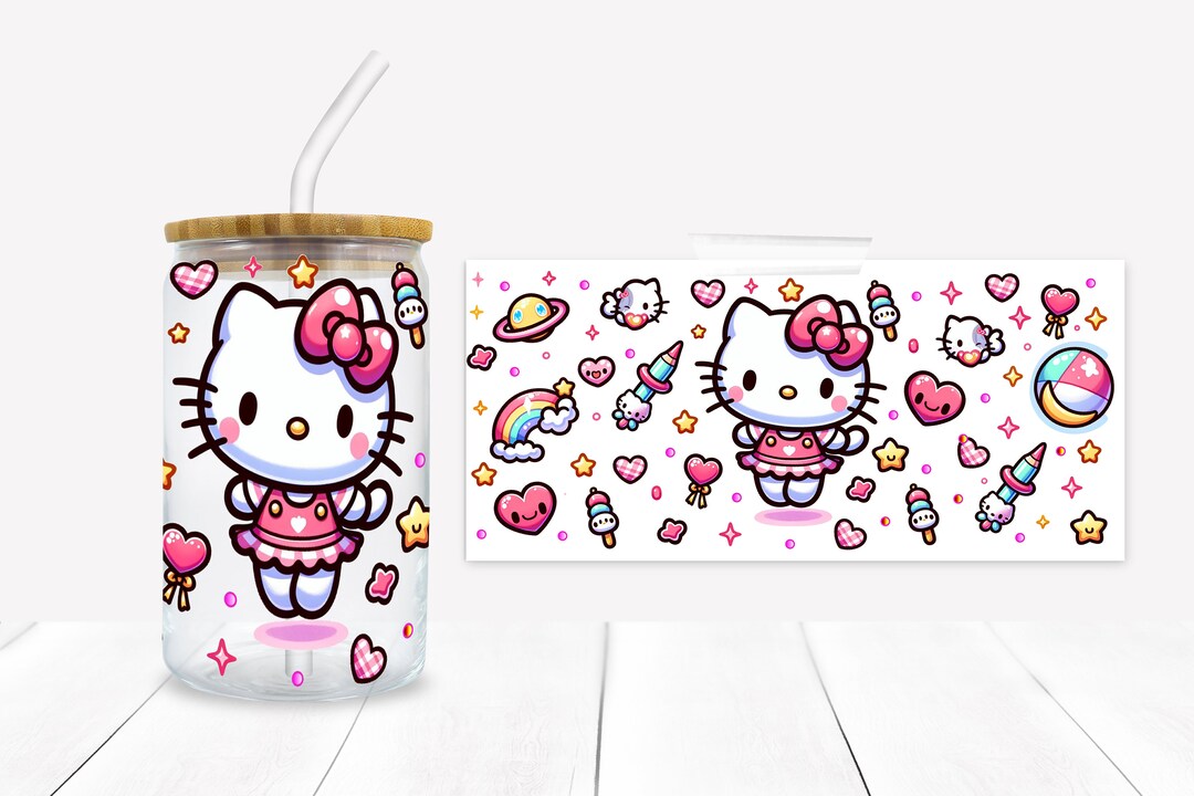 Hello Kitty DTF Design for 16 Oz Cup Grass Printable Transfer - Etsy