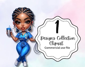 Chibi Krankenschwester Clipart Sofort-Download, niedliches medizinisches Sublimationsdesign PNG für Geschenke