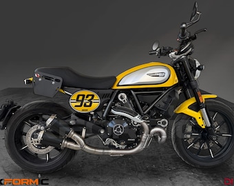 3D Printed side panels for Ducati Scrambler icon, classic, Sixty2 2015-2022 Flat Track style. Easy to install.