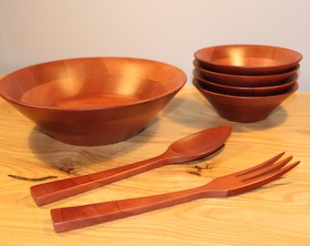 Vintage - Seven Piece Mid-Century Modern Salad Serving Set - Japan