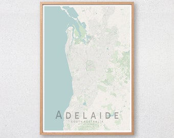 South Australia Wall Art Poster City Wall Decor ADELAIDE Monochrome Map Print