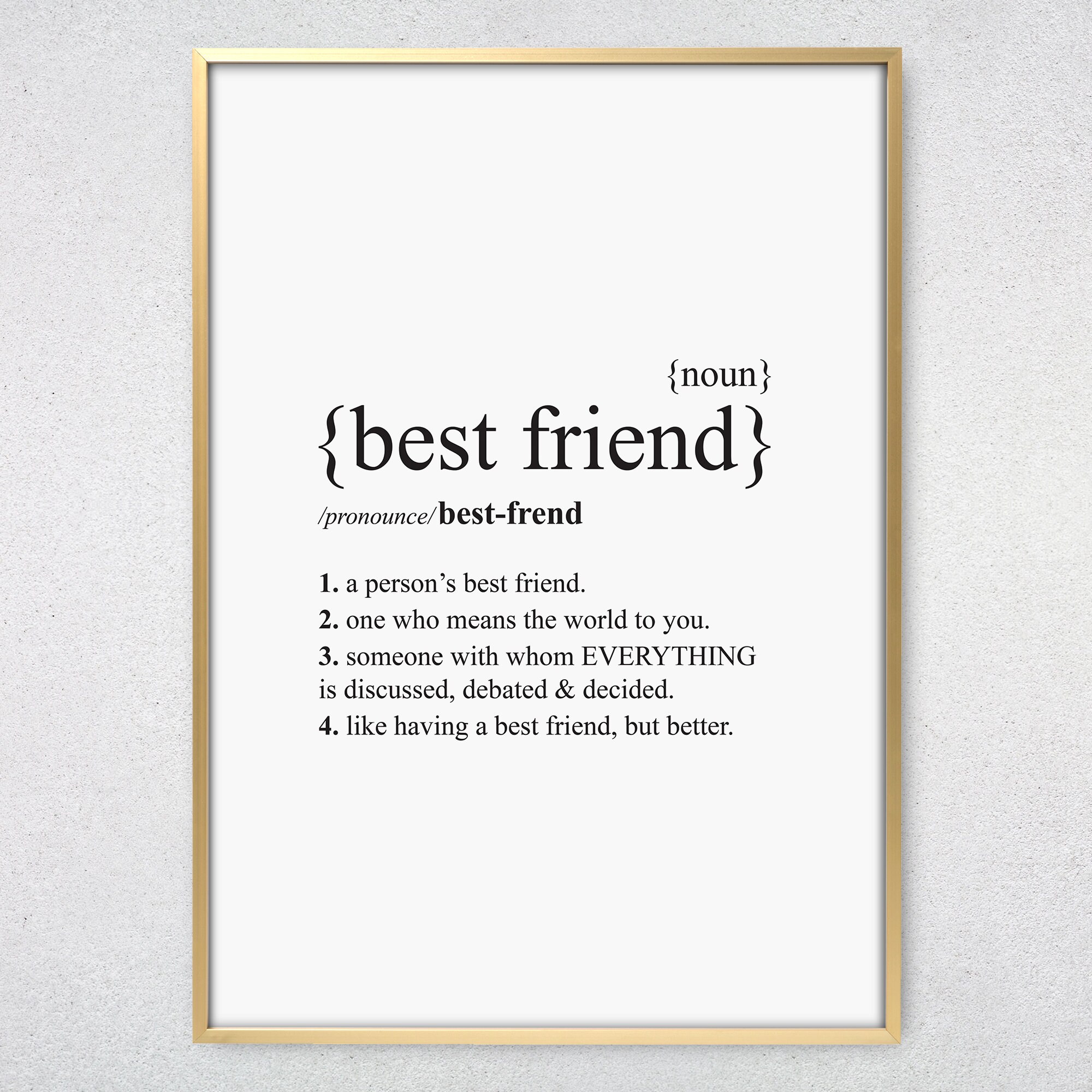 BEST FRIEND Dictionary Definition Quote Print Wine Wall Art Etsy