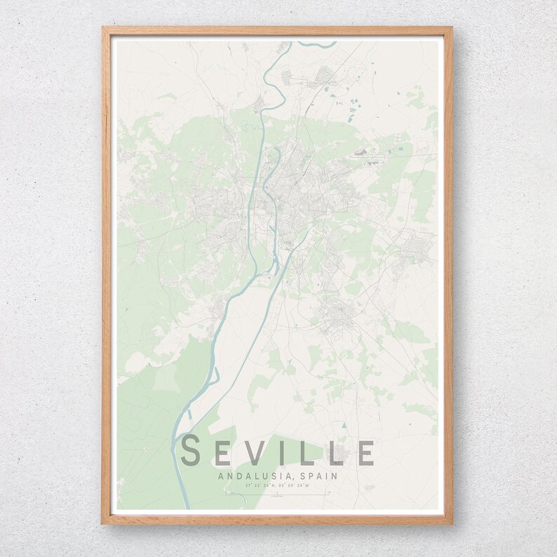 SEVILLE Spain Map Print Travel Nursery Decor A3 A2 A1 Wall Art A1 A2 A3 Sevilla Espana Travel Print Housewarming Gift
