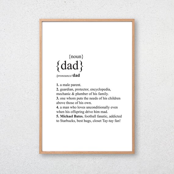 Vatertag Geschenk Fur Papa Benutzerdefiniertes Worterbuch Etsy
