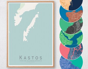 KASTOS Map Print | Greek Islands Greece City Map Print | Wall Art Poster | Wall decor | A3 A2 16x20