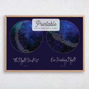 CUSTOM Double Star Map PRINTABLE Regalo de boda personalizado estrella cartel de San Valentín día noche Cielo Mapa Constelación Impresión pared Arte Cumpleaños