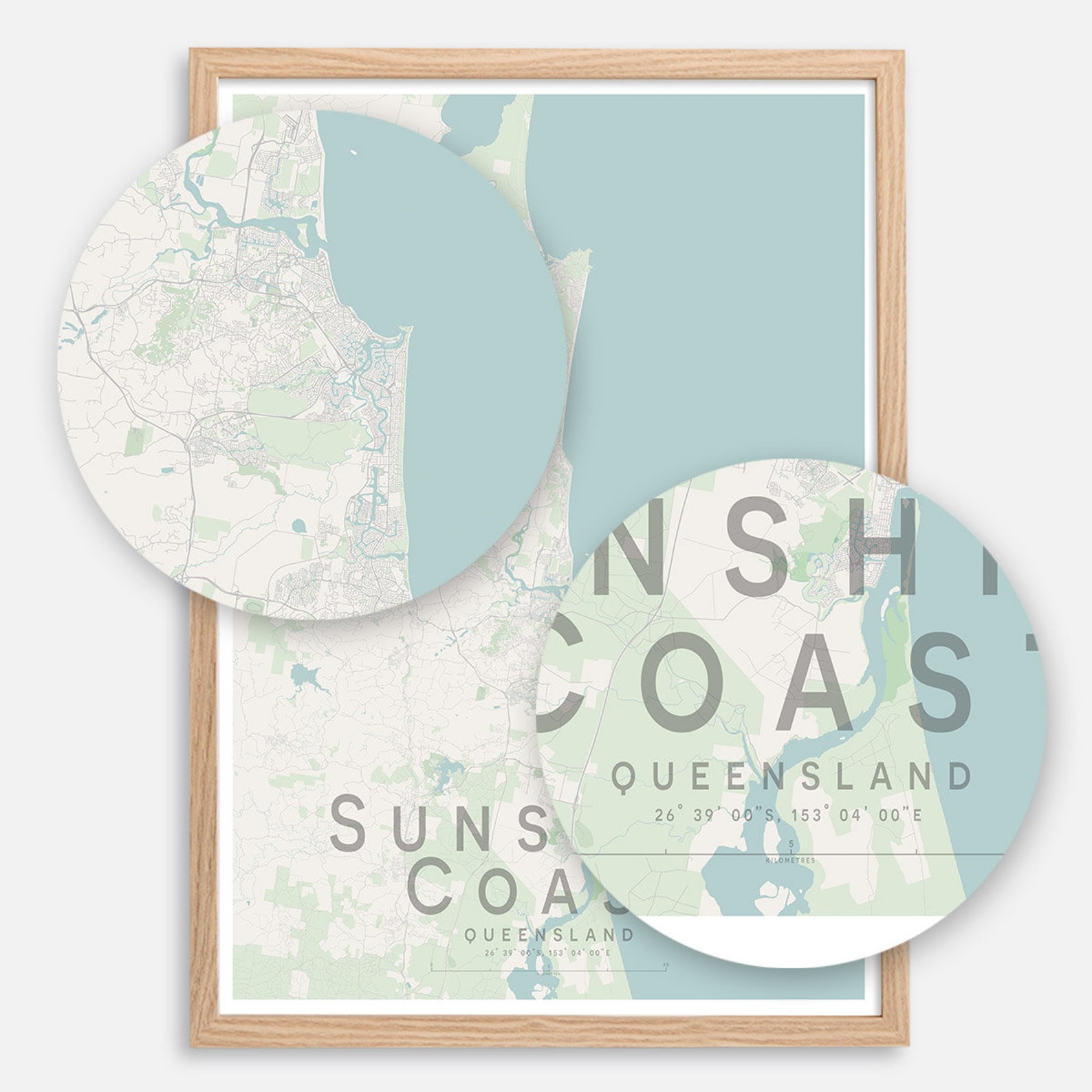 Sunshine Coast Map Print Wall Art Poster Wall Decor A3 Etsy Australia