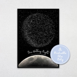 Carte des étoiles de la terre personnalisée, cadeau de mariage imprimable, affiche des étoiles personnalisées, carte du ciel nocturne de la Saint-Valentin, impression d'art mural