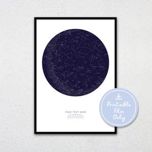 Mapa estelar personalizado para imprimir, regalo de boda, póster de estrellas personalizado, mapa del cielo nocturno para el día de San Valentín, impresión de constelaciones, arte de pared, aniversario