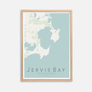 JERVIS BAY Karte Drucken | Poster | New South Wales Strandwanddekor | A3-A2