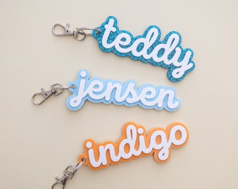 Personalised Acrylic Letter Bag Tag | School Bag Charm | Kids | Name Tag Accessory | Custom Backpack