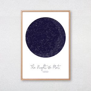 CUSTOM Star Map Wedding Fathers Day Gift Personalized Star Poster Birthday Night Sky Map Constellation Print Monochrome Wall Art Blue