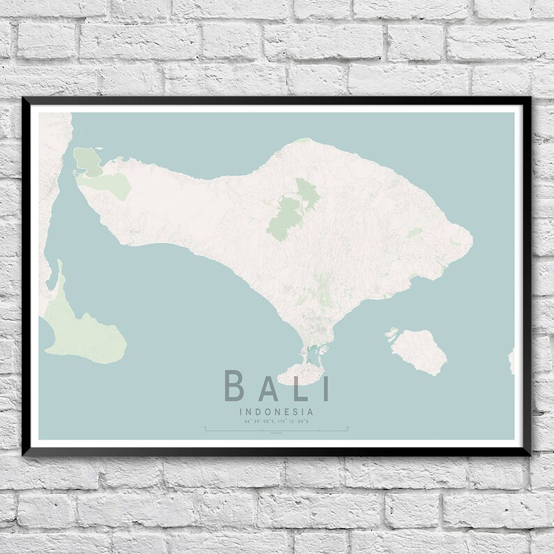 Impression de carte de BALI  Indoneasia carte affiche  Carte 