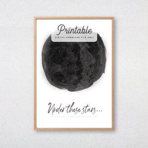 Personalizado acuarela estrella mapa IMPRIMIBLE boda personalizado estrella cartel regalo para él noche cielo mapa constelación imprimir arte de la pared
