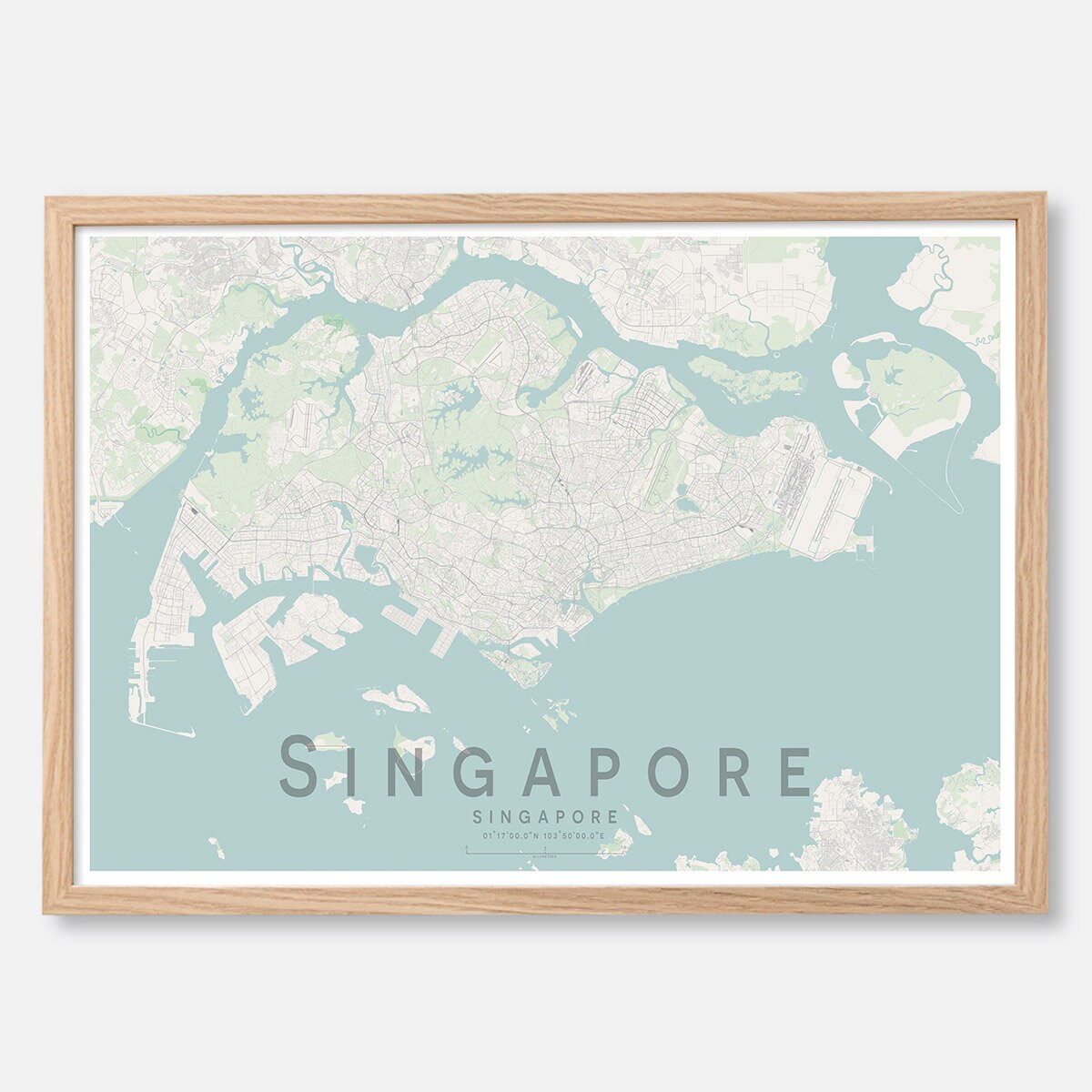 Digital Prints Prints Art & Collectibles Singapore Map Print Blue