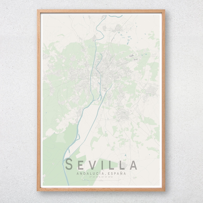 SEVILLE Spain Map Print Travel Nursery Decor A3 A2 A1 Wall Art A1 A2 A3 Sevilla Espana Travel Print Housewarming Gift
