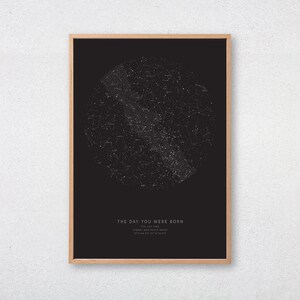 CUSTOM Sternenkarte Vatertag Geschenk personalisierte Poster Geburtstag Weihnachten Nachthimmel Karte Konstellation Print Monochrom Wand Kunst schwarz