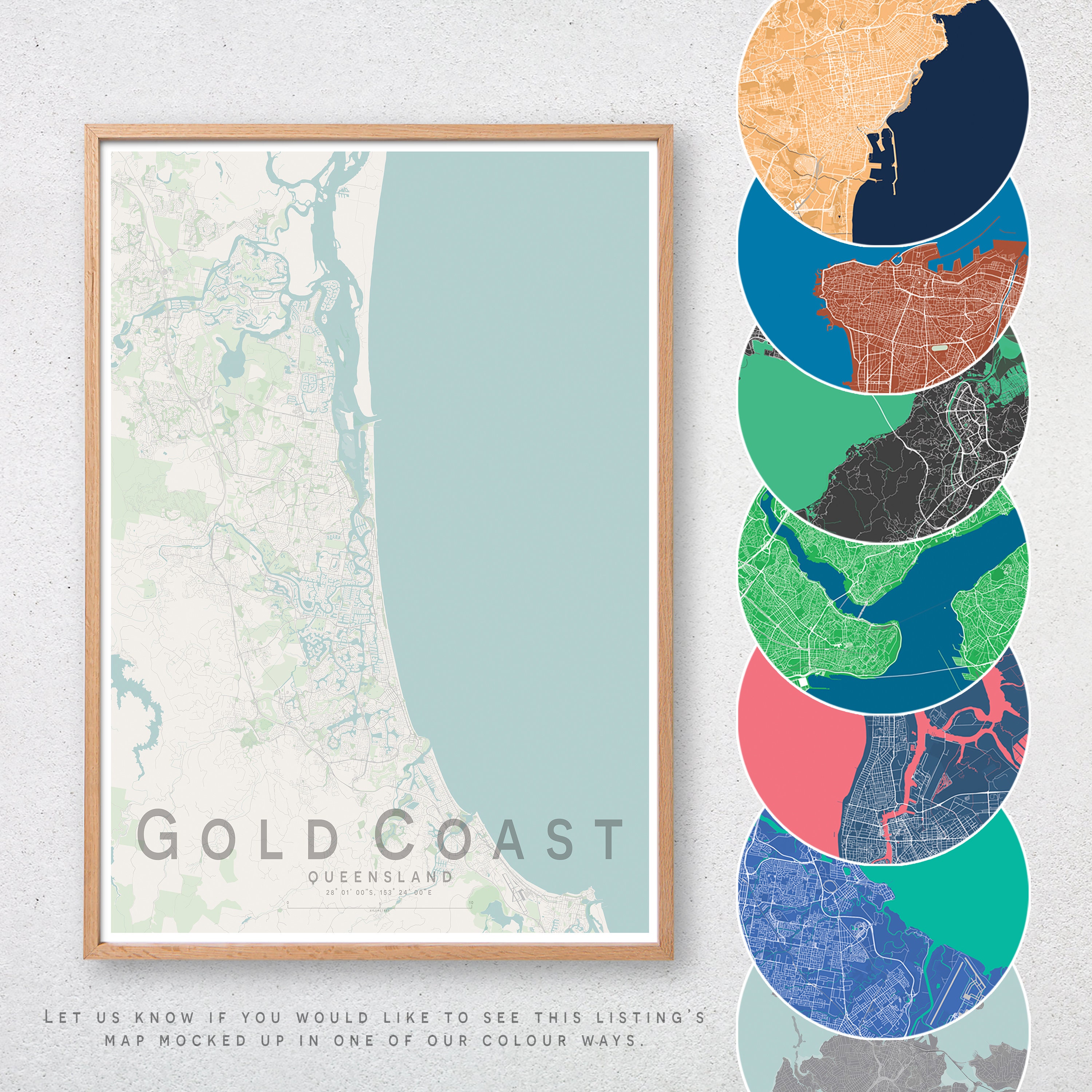 Gold Coast Street Map Gold Coast Qld City Street Map Print Wall Art Poster Wall | Etsy Canada