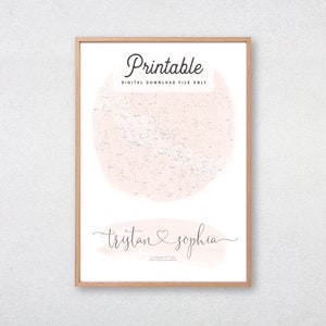 Custom Watercolour Star Map PRINTABLE Regalo de boda personalizado star Poster Regalo Noche Sky Mapa Constelación Impresión De Pared Arte